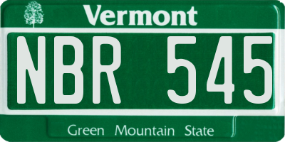 VT license plate NBR545