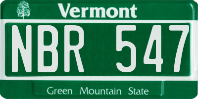 VT license plate NBR547