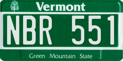 VT license plate NBR551