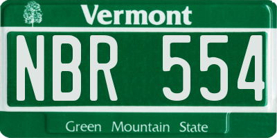 VT license plate NBR554