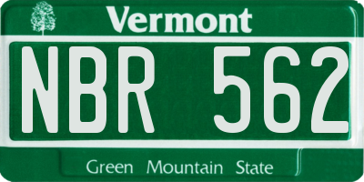 VT license plate NBR562