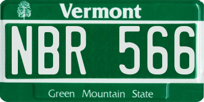 VT license plate NBR566