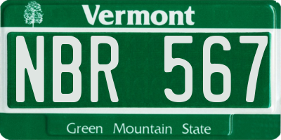 VT license plate NBR567