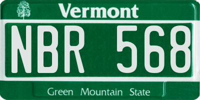 VT license plate NBR568