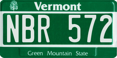 VT license plate NBR572