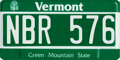 VT license plate NBR576