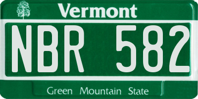 VT license plate NBR582
