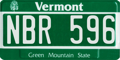 VT license plate NBR596