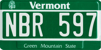 VT license plate NBR597