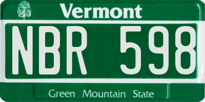 VT license plate NBR598