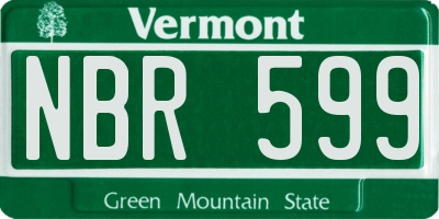 VT license plate NBR599