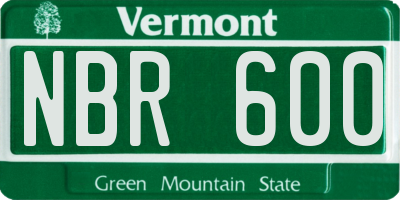 VT license plate NBR600