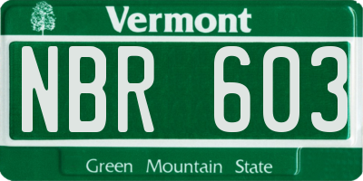VT license plate NBR603