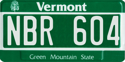 VT license plate NBR604