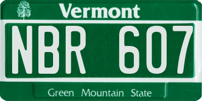 VT license plate NBR607