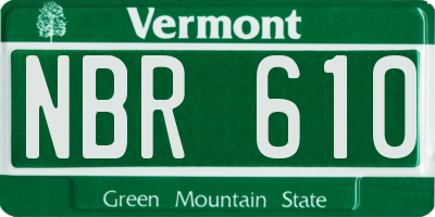 VT license plate NBR610