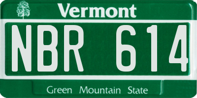 VT license plate NBR614