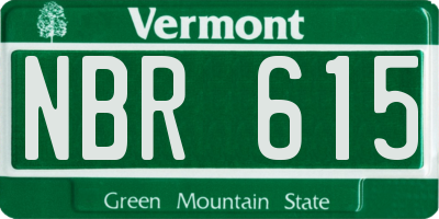 VT license plate NBR615