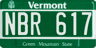 VT license plate NBR617