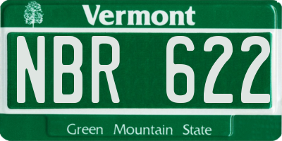 VT license plate NBR622