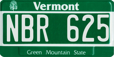 VT license plate NBR625