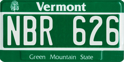 VT license plate NBR626