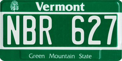 VT license plate NBR627