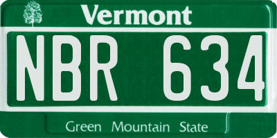 VT license plate NBR634