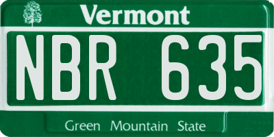 VT license plate NBR635