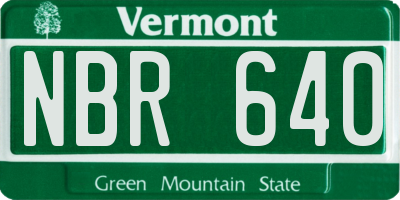 VT license plate NBR640
