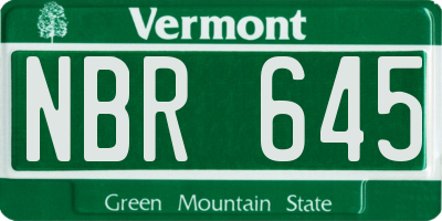 VT license plate NBR645