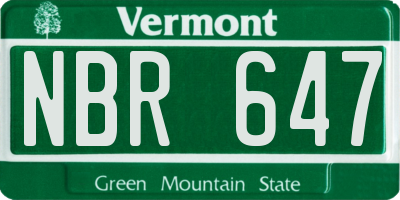 VT license plate NBR647