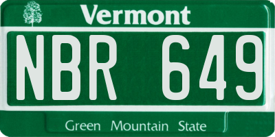 VT license plate NBR649