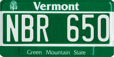 VT license plate NBR650