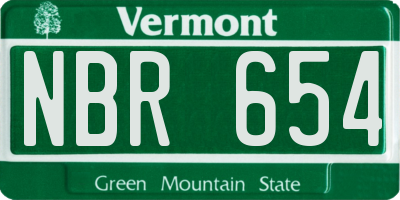 VT license plate NBR654