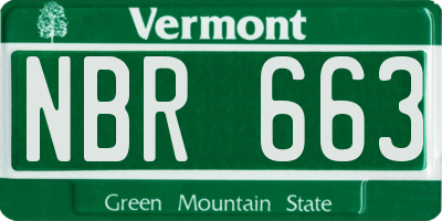 VT license plate NBR663