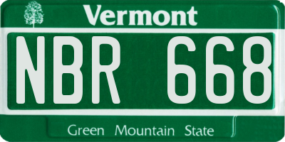 VT license plate NBR668