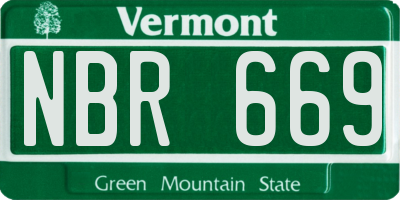 VT license plate NBR669