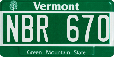 VT license plate NBR670