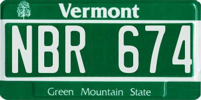 VT license plate NBR674