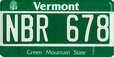 VT license plate NBR678