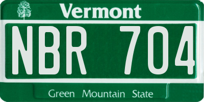 VT license plate NBR704