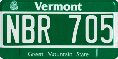 VT license plate NBR705