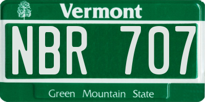 VT license plate NBR707