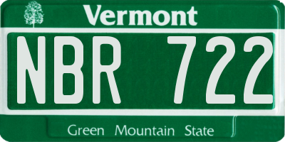 VT license plate NBR722