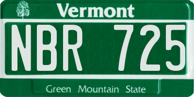 VT license plate NBR725