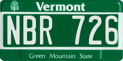 VT license plate NBR726