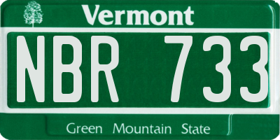 VT license plate NBR733