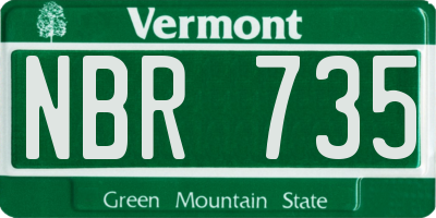 VT license plate NBR735