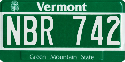 VT license plate NBR742